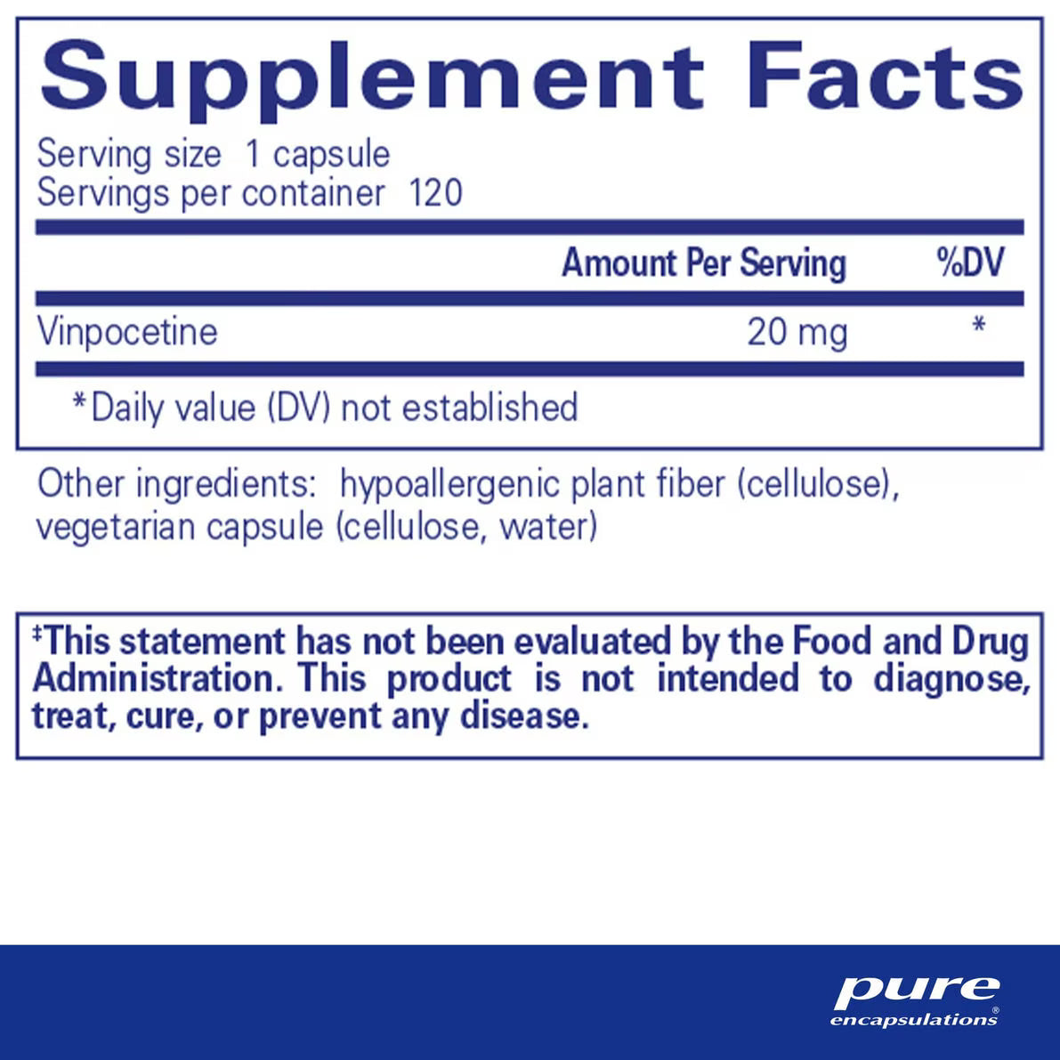 Vinpocetine 20 mg. 120's