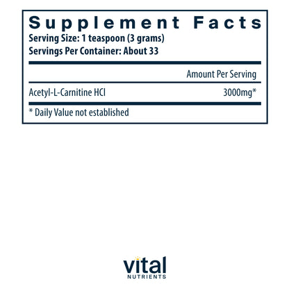 Vital Nutrients Acetyl L-Carnitine Powder Nutrients
