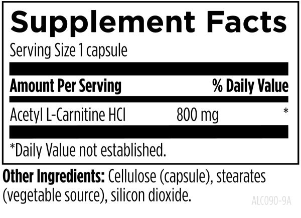Acetyl L-Carnitine supplement facts image