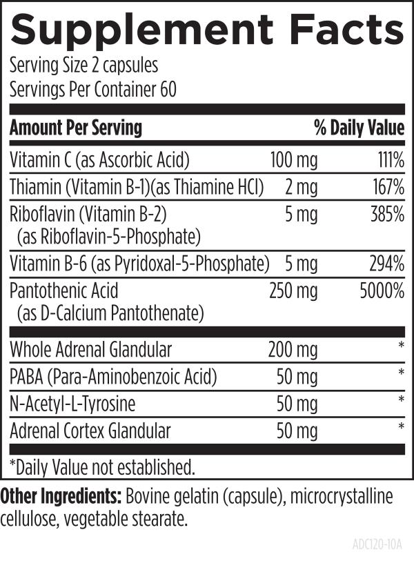 Adrenal Complex supplement facts image