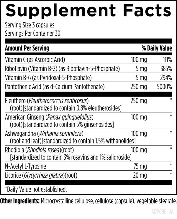 Adrenotone™ supplement facts image