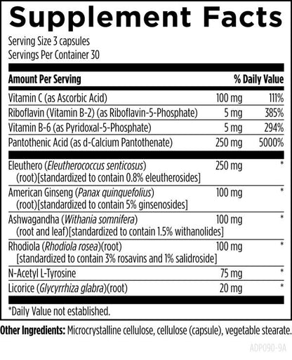 Adrenotone™ supplement facts image