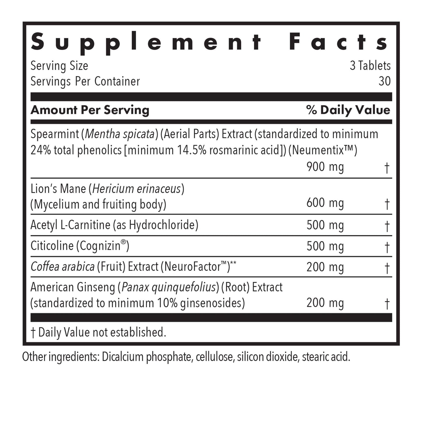 Allergy Research Group Advanced NeuroPlus 100 vegetarian tablets bottle for focus, working memory, and cognitive support