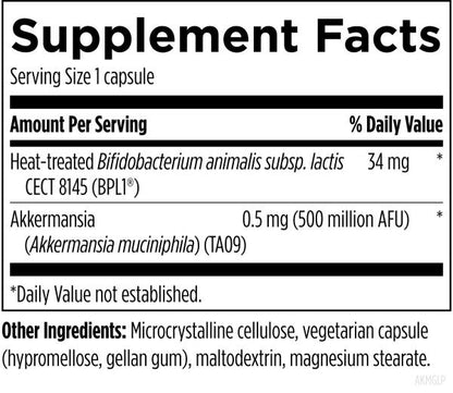 Akkermansia Pro GLP-1 Probiotic™ 60 capsules supplement facts image