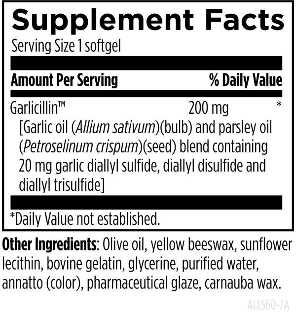 Allicillin™ 60 softgels supplement facts image