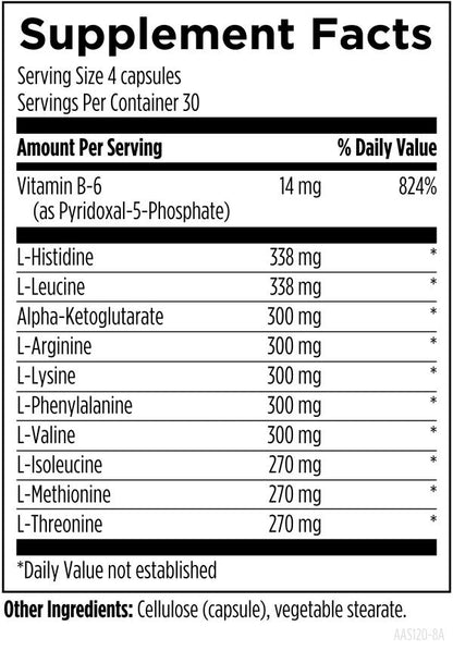 Amino Acid Synergy 120 capsules supplement facts image