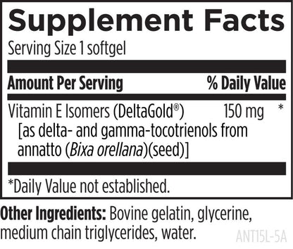Annatto-E™ 150 mg, 60 softgels supplement facts image