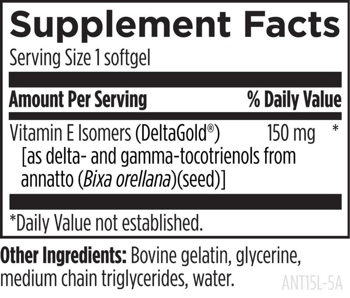 Annatto-E™ 150 mg, 60 softgels supplement facts image