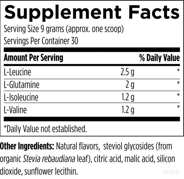 BCAA Powder with L-Glutamine 270 g (9.5 oz) powder supplement facts image