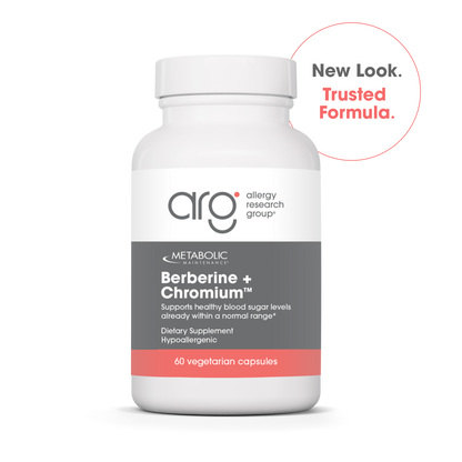 Berberine plus Chromium supplement bottle with New Look Trusted Formula badge