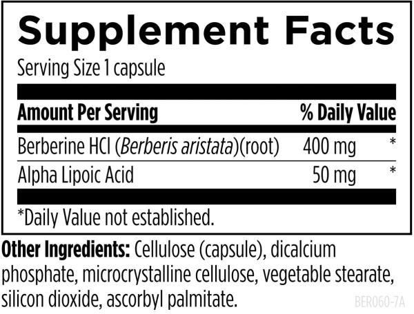 Berberine Synergy™ 60 capsules supplement facts image