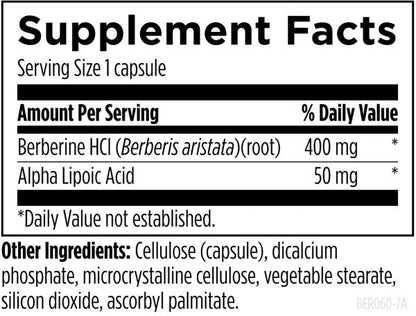Berberine Synergy™ 60 capsules supplement facts image