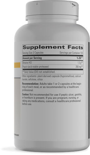 Nature's Way® | Betaine HCl - right side of pack Sku:126002