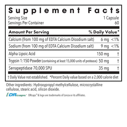 Biofilm Neutralizer* - supplement fact label with Calcium and Sodium