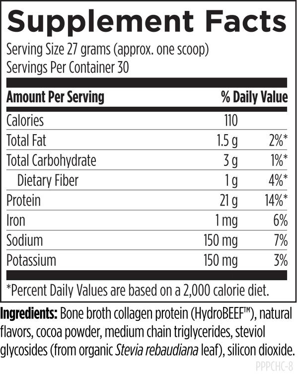 PurePaleo™ (Chocolate) 810 g (1.8 lbs) powder, Chocolate supplement facts image