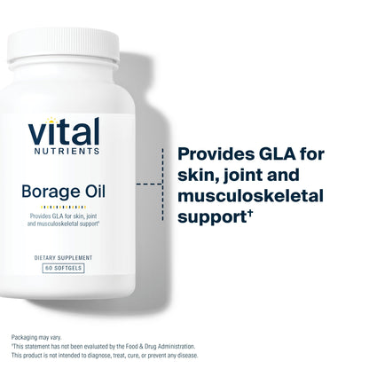 Vital Nutrients Borage Oil provides GLA for skin, joint and musculoskeletal support.*