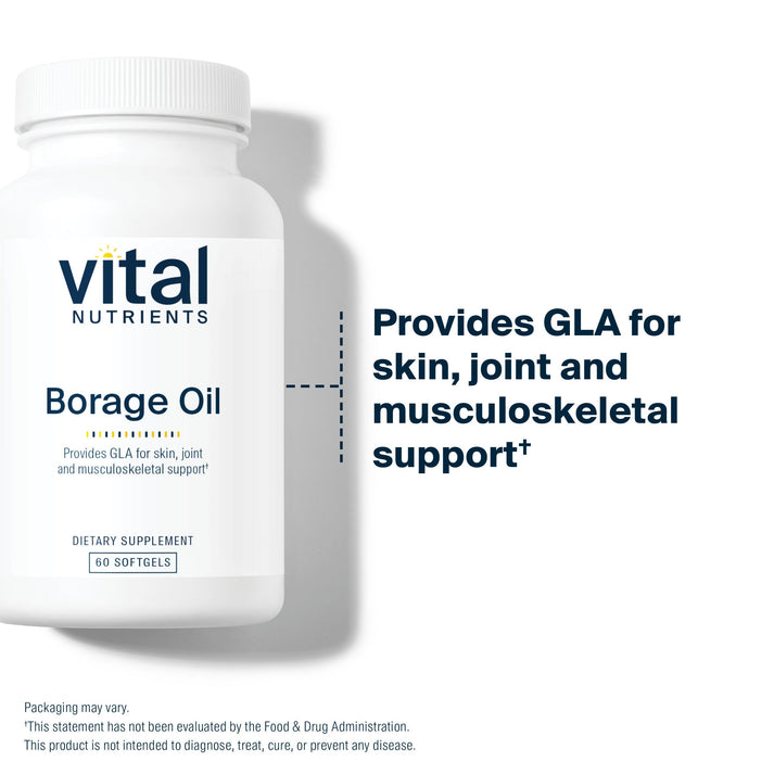 Vital Nutrients Borage Oil provides GLA for skin, joint and musculoskeletal support.*