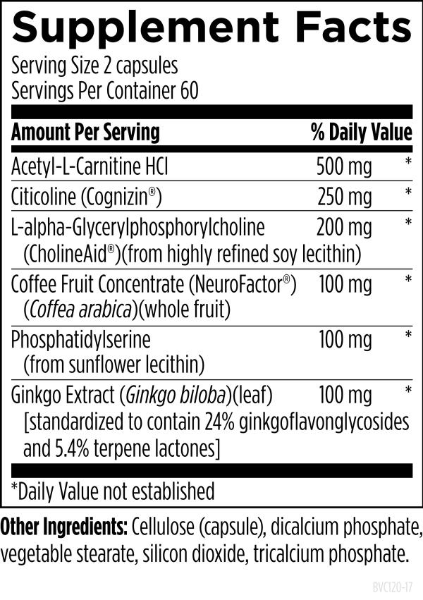 Brain Vitale™ 120 capsules supplement facts image