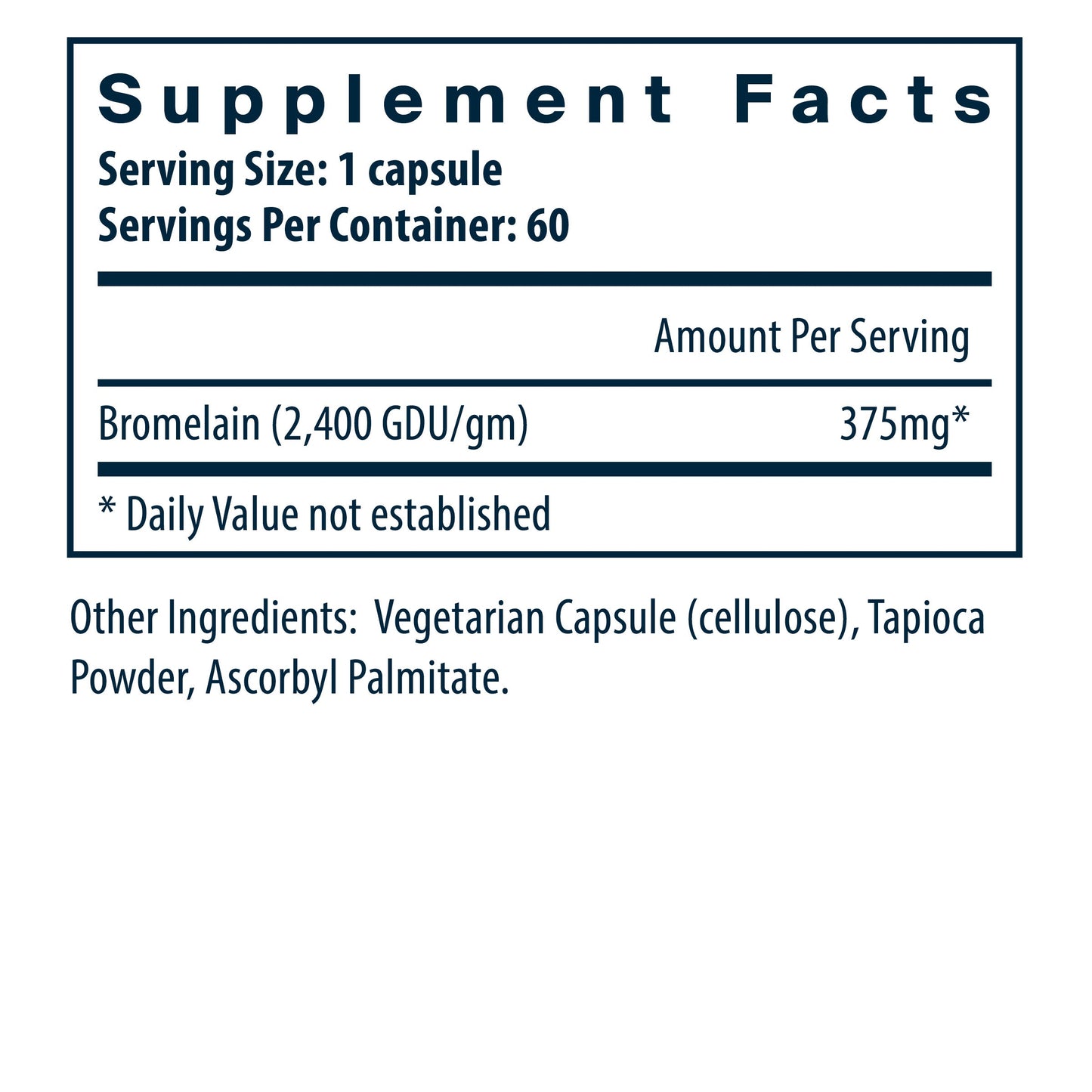 Vital Nutrients Bromelain dietary supplement facts.