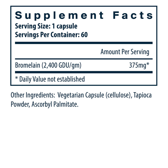 Vital Nutrients Bromelain dietary supplement facts.