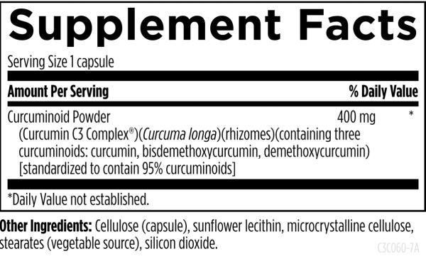 C3 Curcumin Complex 60 capsules supplement facts image