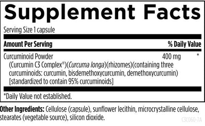 C3 Curcumin Complex 60 capsules supplement facts image