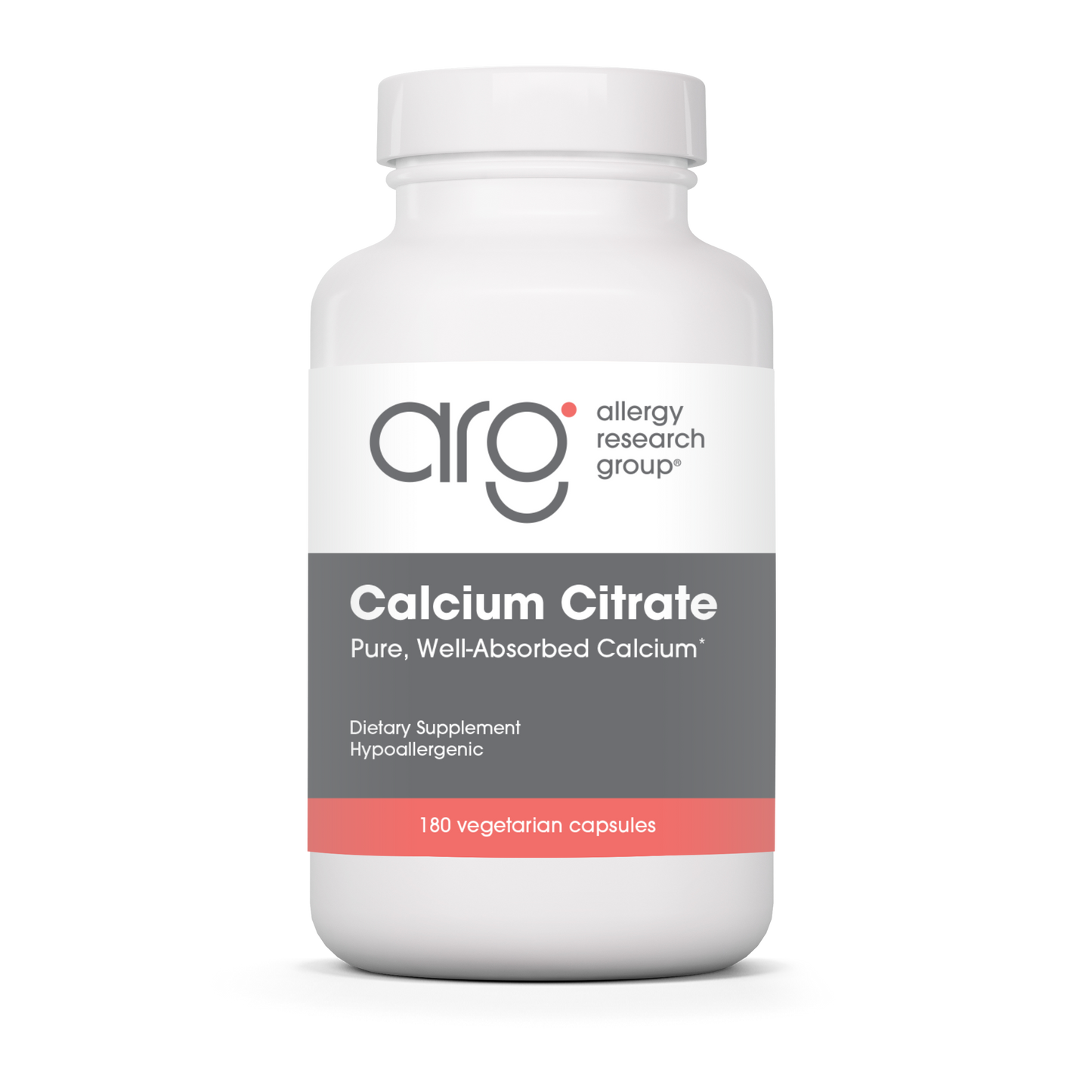Allergy Research Group Calcium Citrate - 180 vegetarian capsules bottle front label