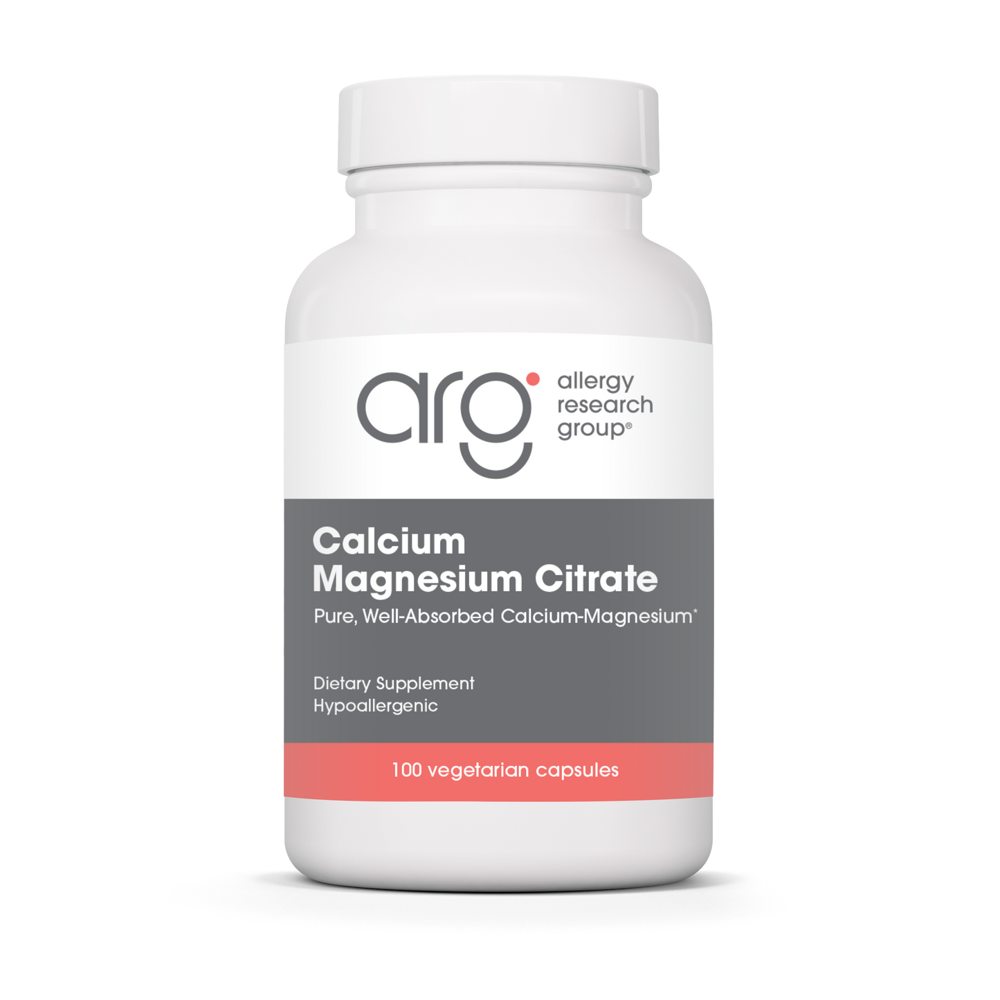 Allergy Research Group Calcium Magnesium Citrate - 100 vegetarian capsules bottle front label