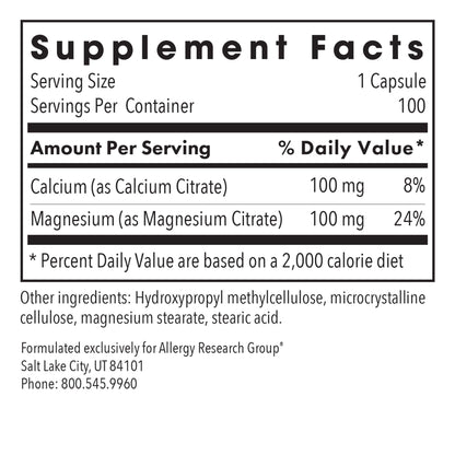 Calcium Magnesium Citrate - supplement fact label with Calcium and Magnesium