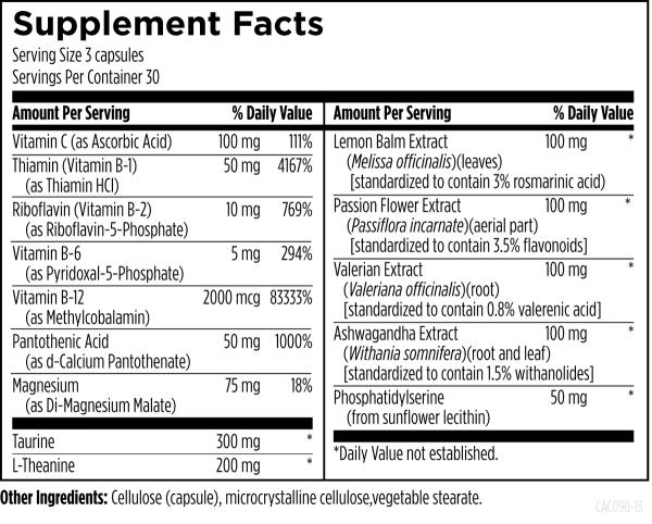 CatecholaCalm™ 90 capsules supplement facts image