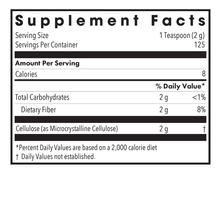 Cellulose Powder - supplement fact label with Cellulose