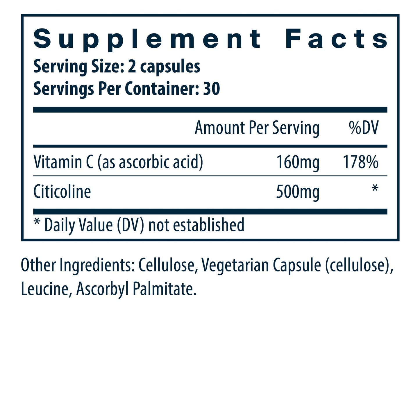 Vital Nutrients Citicoline supplement facts.
