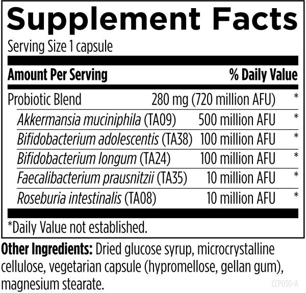 Complete Commensal Probiotic™ 30 capsules Supplement Facts Image