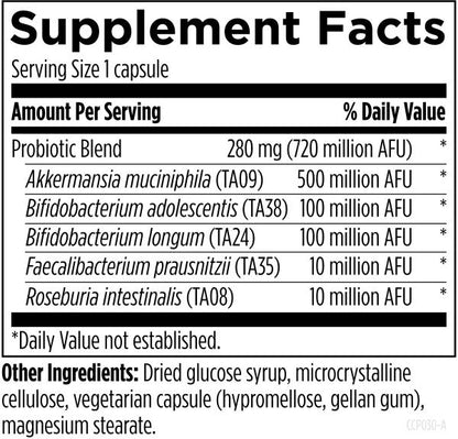 Complete Commensal Probiotic™ 30 capsules Supplement Facts Image