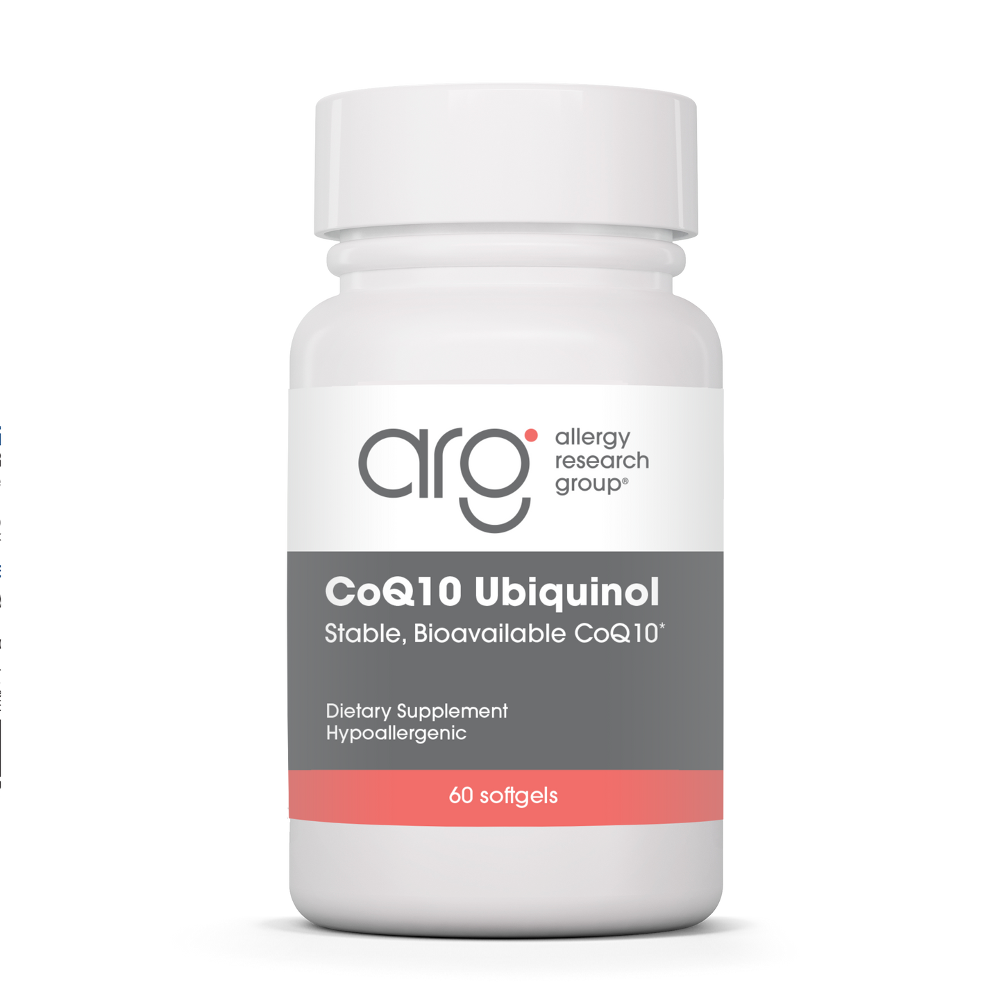 Allergy Research Group CoQ10 Ubiquinol - 60 softgels bottle front label