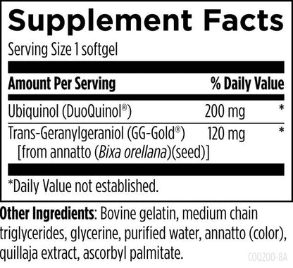 CoQnol™ 200 Capsule supplement facts image
