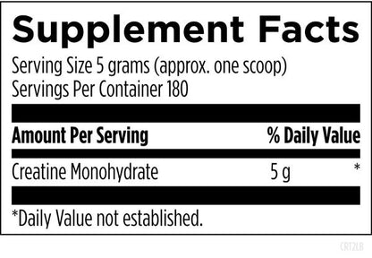 Creatine Monohydrate Powder 2lb powder supplement facts image