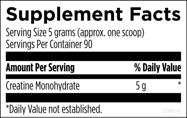 Creatine Monohydrate Powder 450g Supplement Facts