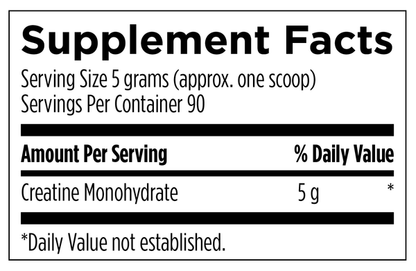 Creatine Monohydrate supplement facts image