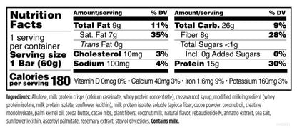 Creatine Whey Boost™ Chocolatey Crisp 60g Bar Supplement Facts Image