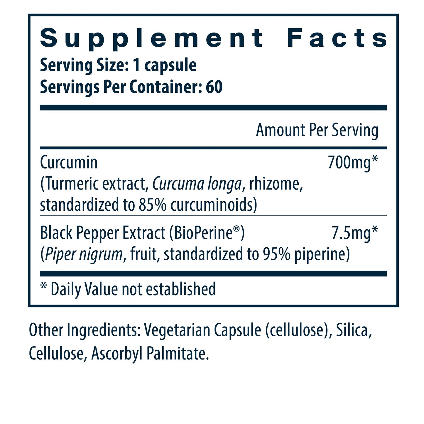 Vital Nutrients Curcumin Extract dietary supplement facts.