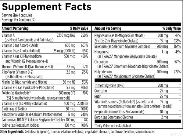 DFH Complete Multi™ (Free of Copper and Iron) 120 capsules supplement facts image