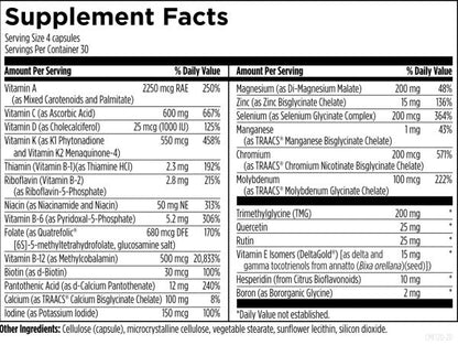DFH Complete Multi™ (Free of Copper and Iron) 120 capsules supplement facts image