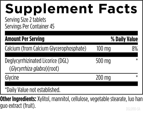 DGL Synergy™ 90 tablets supplement facts image