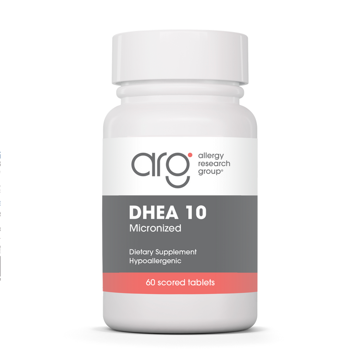 Allergy Research Group DHEA 10 mg - 60 scored tablets bottle front label