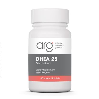 Allergy Research Group DHEA 25 mg - 60 scored tablets bottle front label