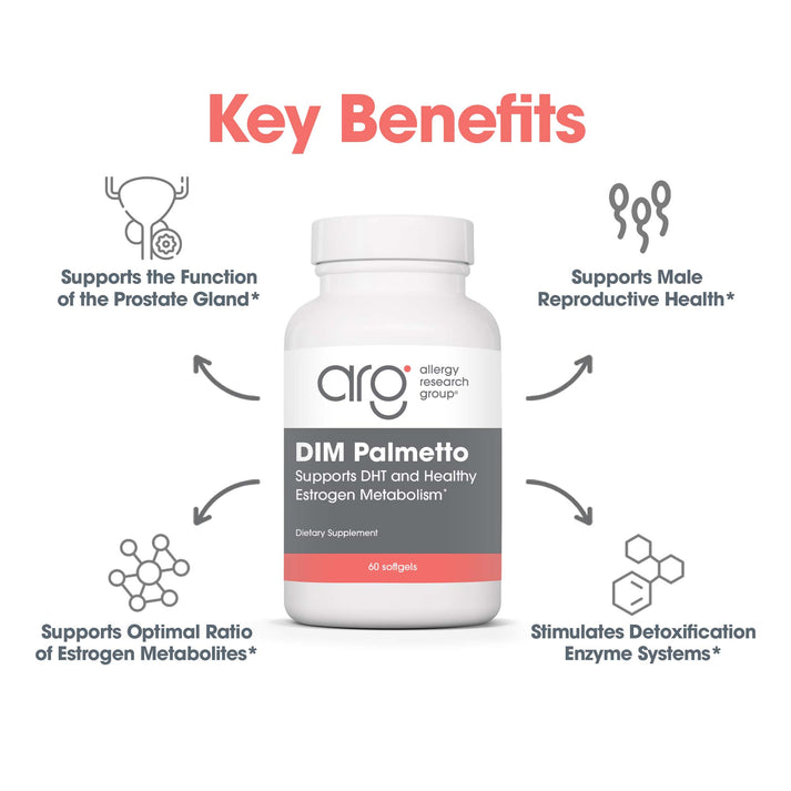 DIM Palmetto - suggested use: 2 softgels daily with food
