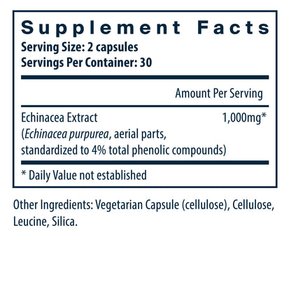 Vital Nutrients Echinacea Extract dietary supplement ingredients and supplement facts.