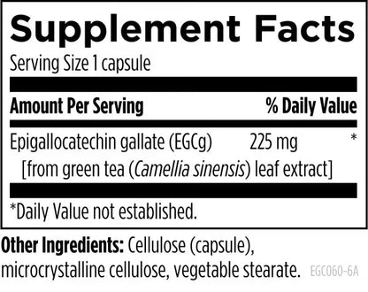 EGCg 60 capsules supplement facts image
