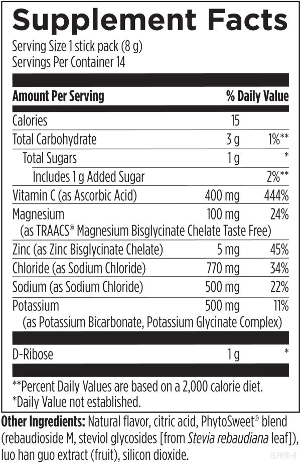 ElectroPure Hydration™ supplement facts image